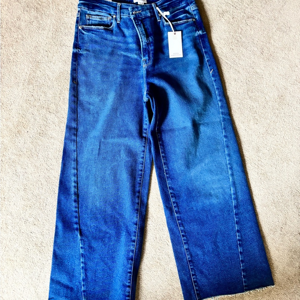 Good American Deep Blue Flare Jeans